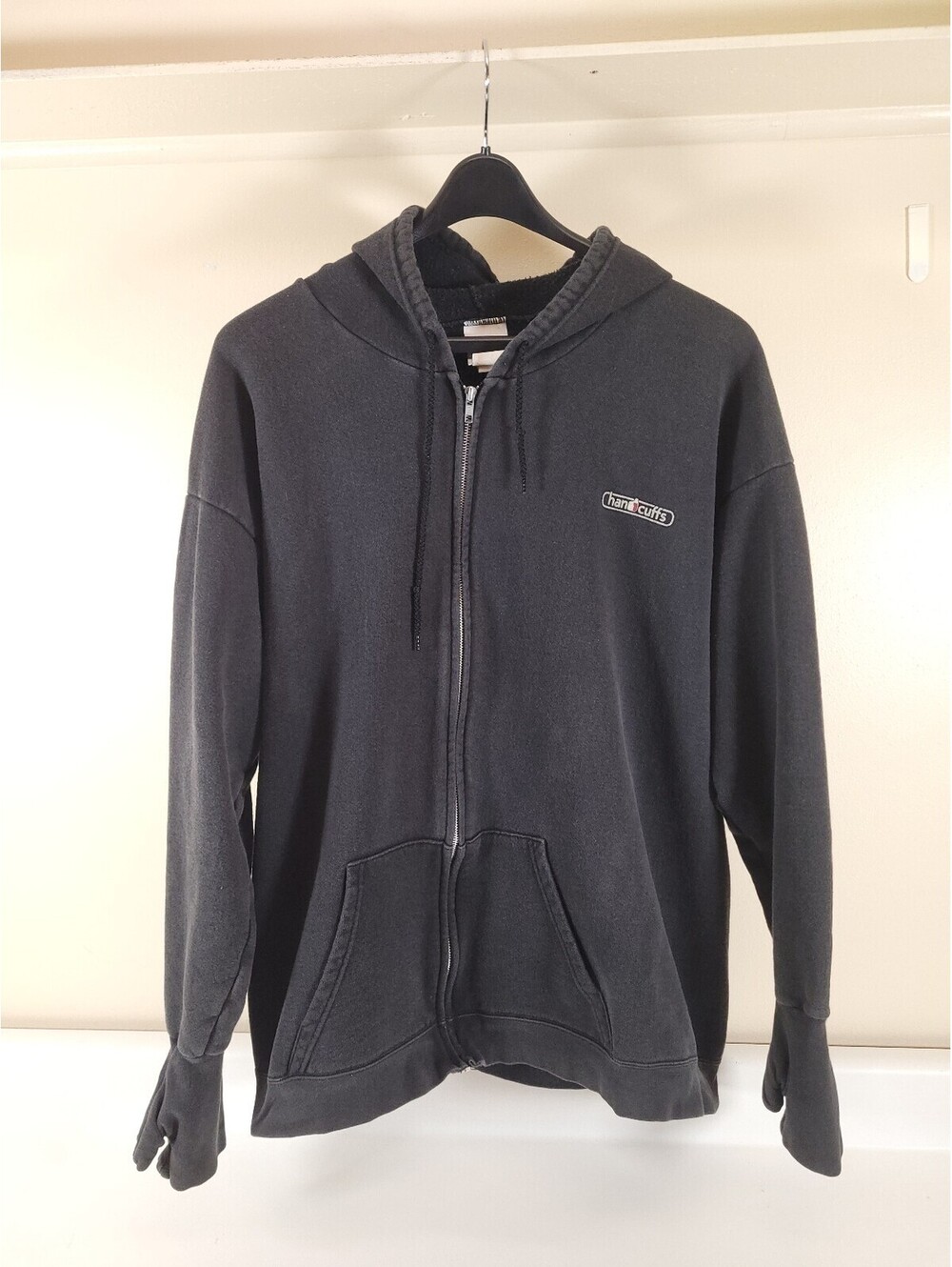 Vintage Handcuffs hoodie mens large black zip skate hoodie